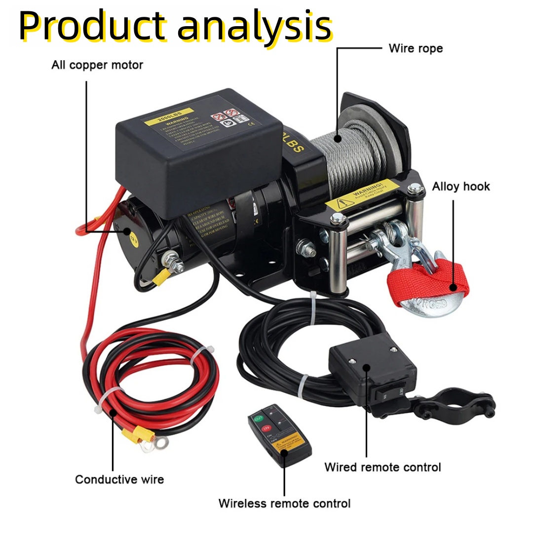 guincho da corda de fio do guincho da C.C. do guincho do buggy da praia de 12v/24v 2000lb