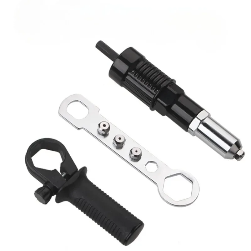Electric Riveting Gun Adapter 2.4mm-4.8mm Rivet Nut Gun Drill Bit Nozzle Cordless Conversion Connector Power Tools