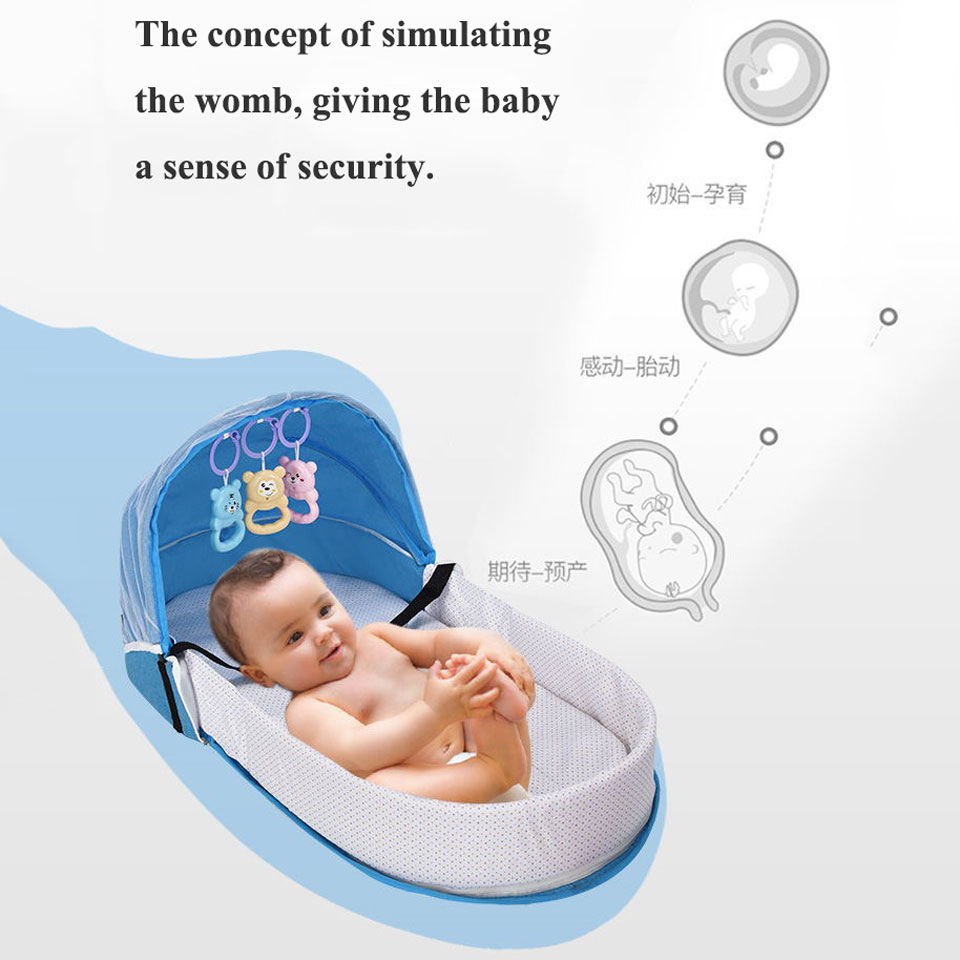 Cama de bebé portátil para recién nacidos, nido de bebé con mosquitera de protección, Moisés plegable para Babynest, cesta para dormir infantil