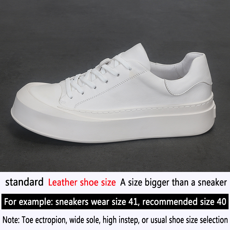 Sepatu kulit bundar pria, Kasut kasual tahan aus sol tebal kepala bulat nyaman Low-top modis