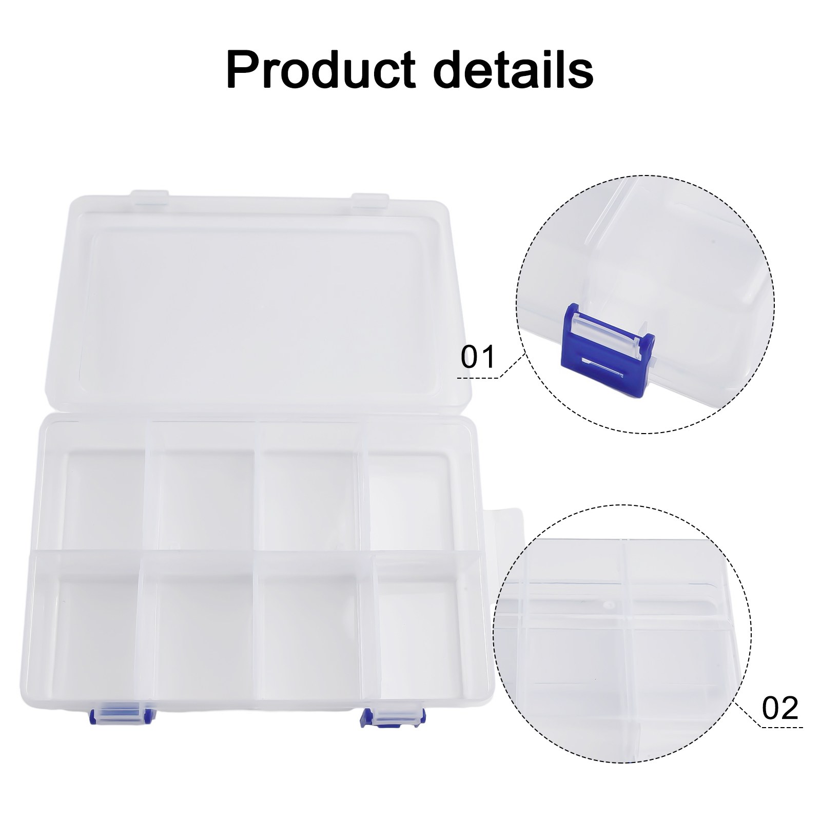 Werkzeuge Aufbewahrungsbox, verstellbar, 8 Gitter, Kunststoff-Aufbewahrungsbox, Schraubenhalter, Organizer, 20 x 13,5 x 4,5 cm, Pillen-Hardware-Werkzeug