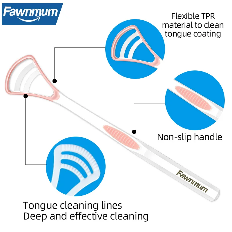 Fawnmum 1 szt. Silikonowy skrobak do języka z ergonomicznym uchwytem dwustronna szczoteczka do czyszczenia języka świeższy oddech narzędzie do higieny jamy ustnej
