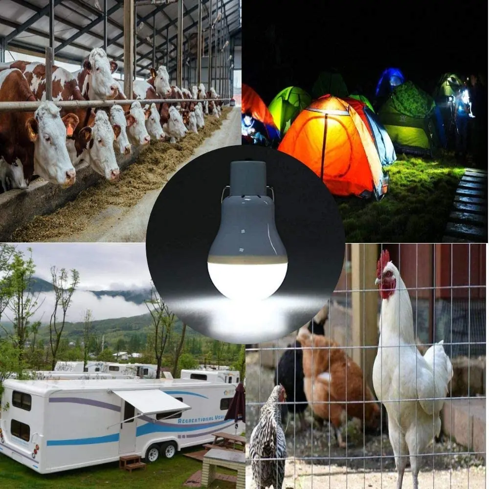 Luz Solar de 7W, resistente al agua, con carga USB, lámpara colgante de emergencia alimentada por luz Solar, bombilla Solar para interior y exterior, paneles solares