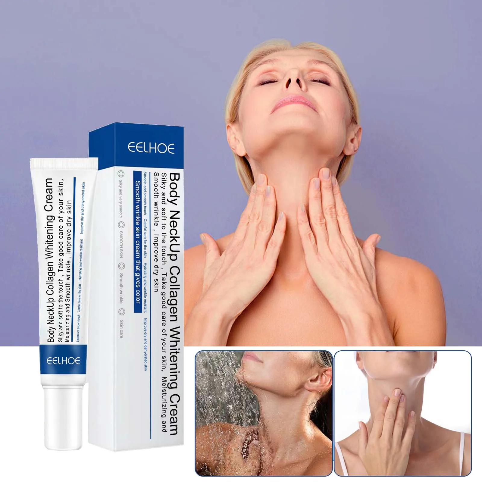 Eelhoe colágeno pescoço creme clareia linhas finas do pescoço rugas anti-envelhecimento levanta a pele hidratante pescoço creme de clareamento