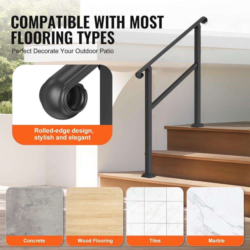 2-3 Step Handrails for outdoor Stairs - Porch Deck Safety Aid for seniors