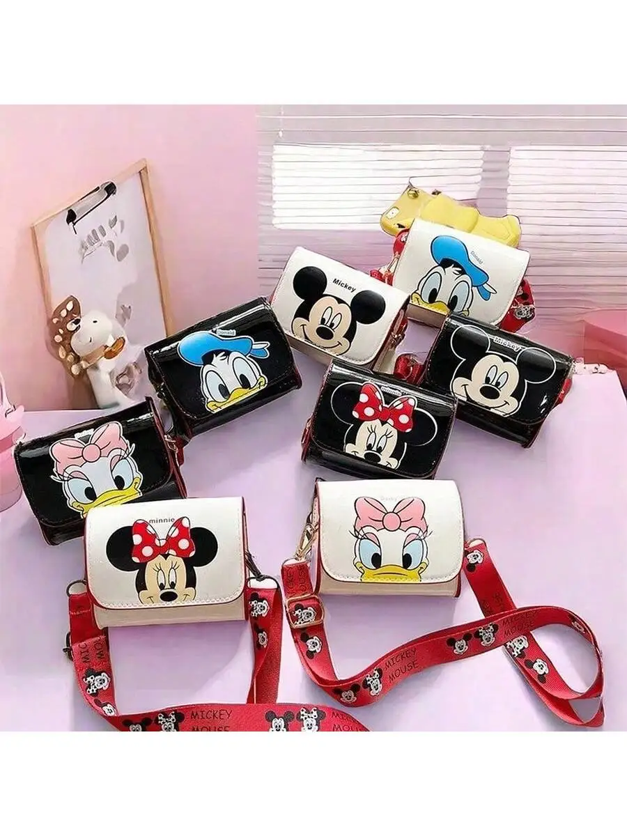 Disney saco quadrado anime sacos de ombro kawaii mensageiro tote bonito dos desenhos animados mochilas mickey pato donald sacos de moda