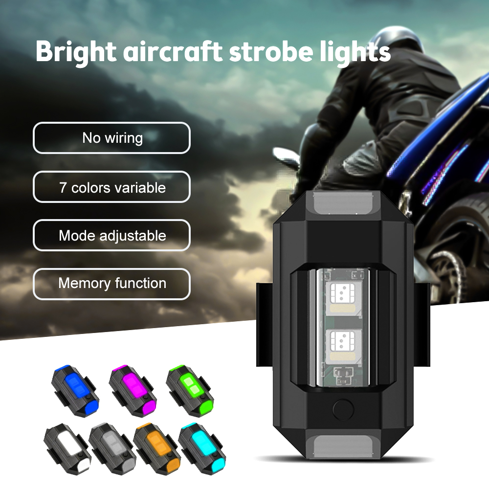 Luces para coche, luces para motocicleta, dron, luz estroboscópica USB LED, anticolisión, avionetas, vuelo nocturno, luz de señal de advertencia intermitente