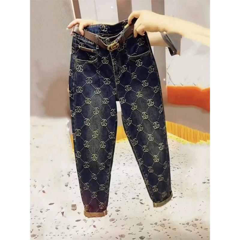 Vaqueros de mujer para otoño e invierno, cintura alta, corte holgado, corte ajustado, compras y ocio, pantalones de marca de alta gama, nuevo artículo 2024