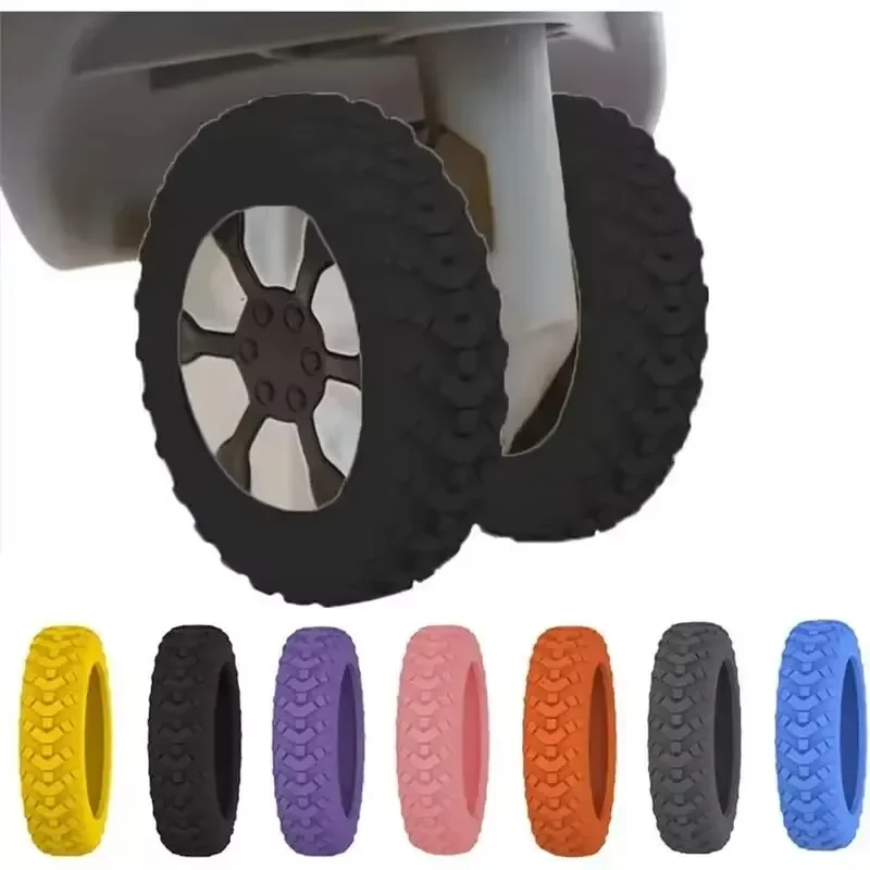 8Pcs Thicken Texture Silicone Wheels Protector Travel Luggage Caster Shoes Reduce Noise Wheels Guard Cover Luggage Accessories