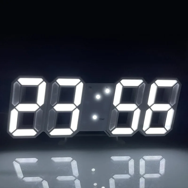 Reloj digital LED 3D reloj luminoso de moda Reloj de pared multifuncional creativo USB enchufe electrónico decoración del hogar