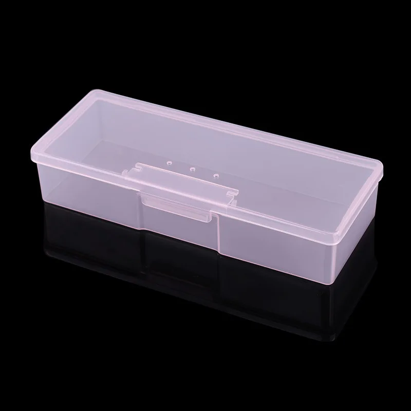 Rectangle Plastic Storage Box for Nail Art, Container Case, Nail Equipment Tool, Rhinestone Brush, Pen, Buffer, Grinding Files