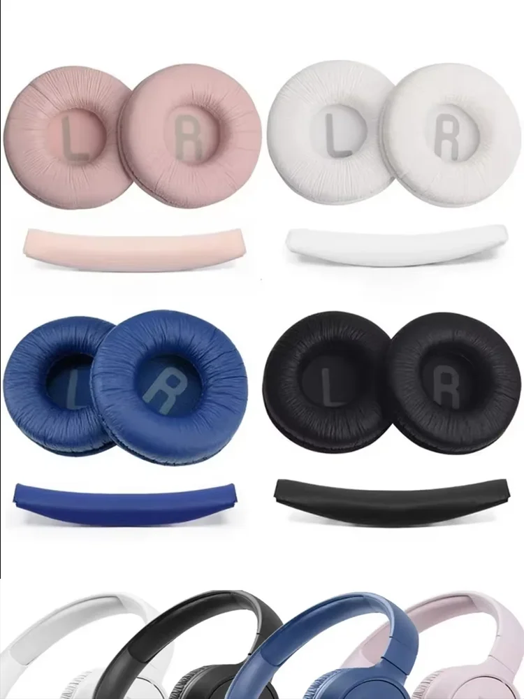 Regen-Ersatz-Ohrpolster, Schaumstoffpolster aus weichem Leder für JBL Tune 600, T450, T450BT, T500BT, JR300BT, 70 mm, 1 Set