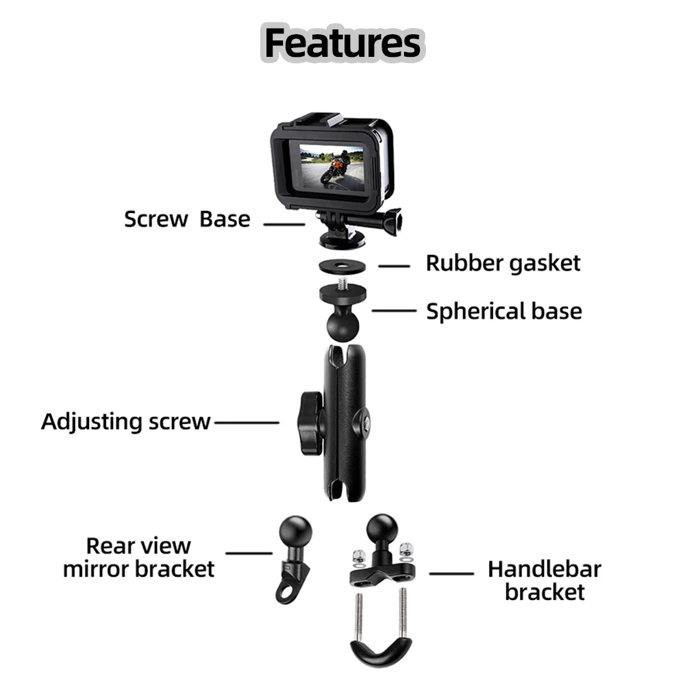 Soporte de espejo para manillar de motocicleta, soporte para bicicleta para GoPro 13 12 11 10 9 Insta360 SJCAM DJI Osmo, accesorios para Cámara de Acción