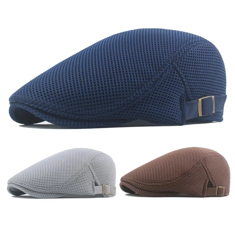 Men Mesh Newsboy Caps British Painters Hats Spring and Summer Ventilate Berets Adjustable Flat Cap Hip Hop Berets