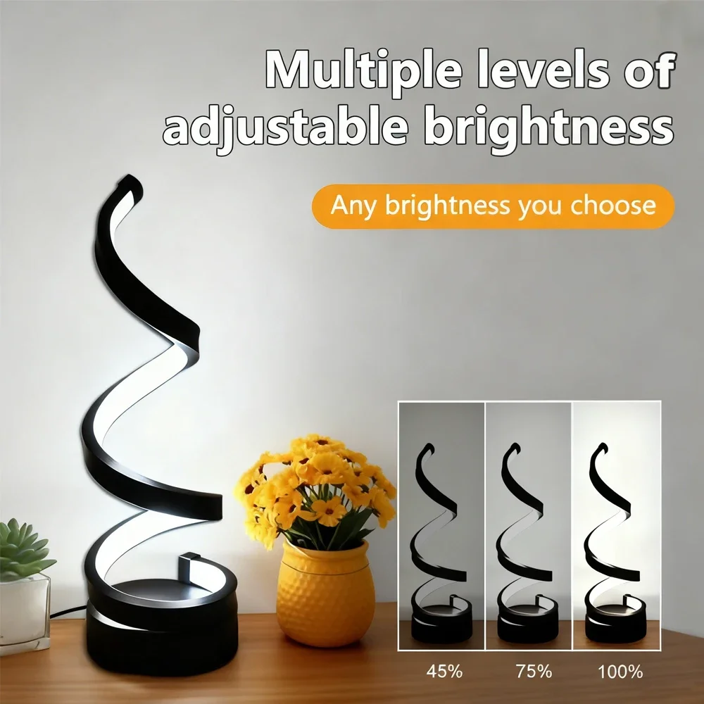 โคมไฟตั้งโต๊ะ LED แบบเกลียวทันสมัย ปรับความสว่างได้ เหมาะสำหรับห้องนั่งเล่น ห้องนอน ห้องทำงาน ตกแต่งห้องพัก แสง RGBW