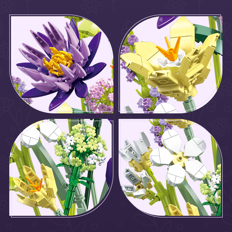 Ensemble de blocs de construction oiseaux de paradis pour enfants, bouquet de fleurs, jouets assemblés bricolage, décoration de la maison, fête des mères, cadeau de vacances, 891 pièces