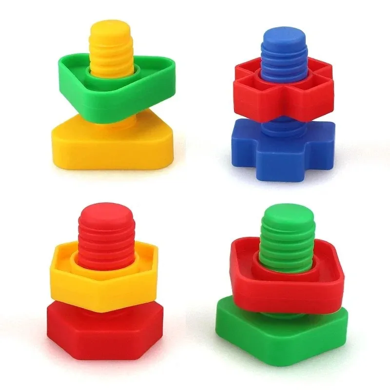 10/20 PCS Set of Plastic Assembly Screw Building Blocks for Children, Montessori Shape and Color Recognition Educational Toys