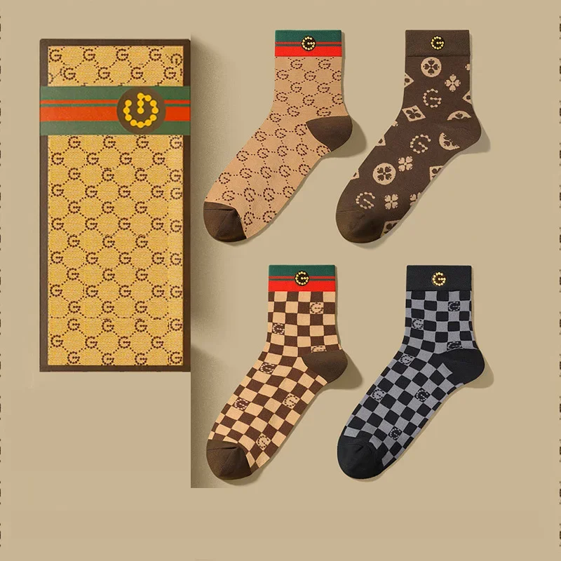 Calcetines auténticos de algodón puro de medio cilindro, algodón clásico a rayas, marca Tide, desodorante todo en uno, deportes, transpirable, regalo Premium