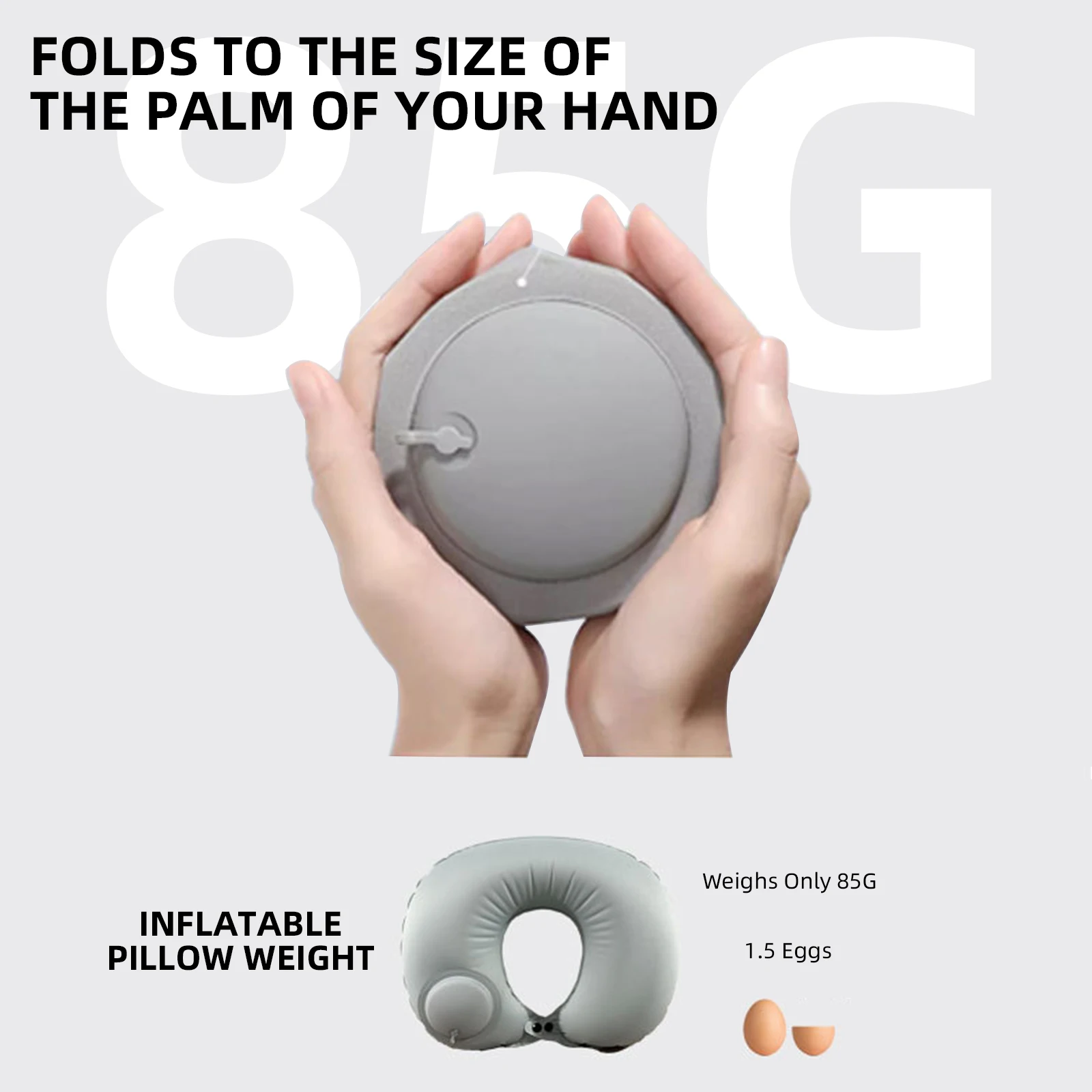 Almohada de viaje inflable en forma de U, cojín de soporte de aire portátil para el cuello, cómoda prensa para dormir para inflar, almohada para el cuello