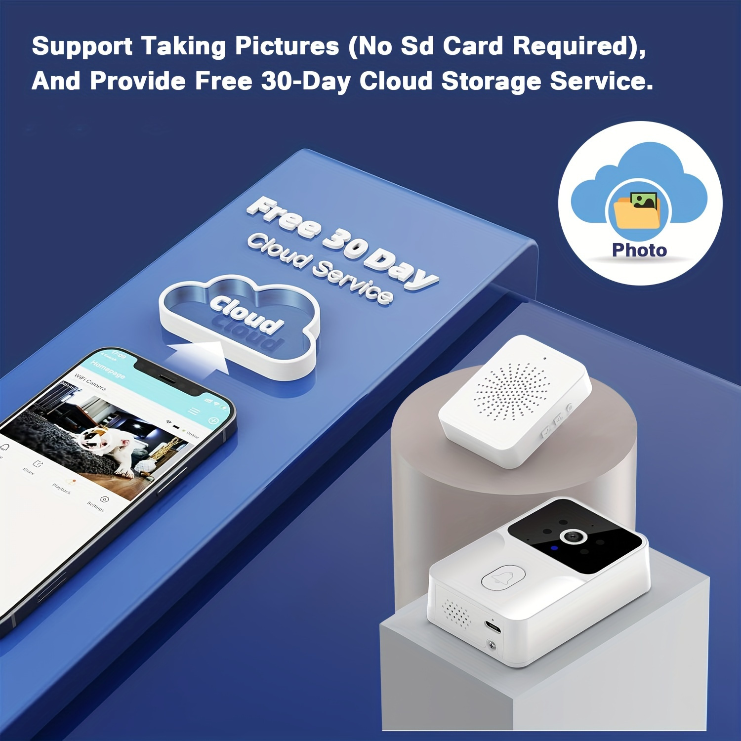 tuya Wireless smart video doorbell, 2.4G WiFi home security camera, 2-way audio, night vision, battery, secure home monitoring