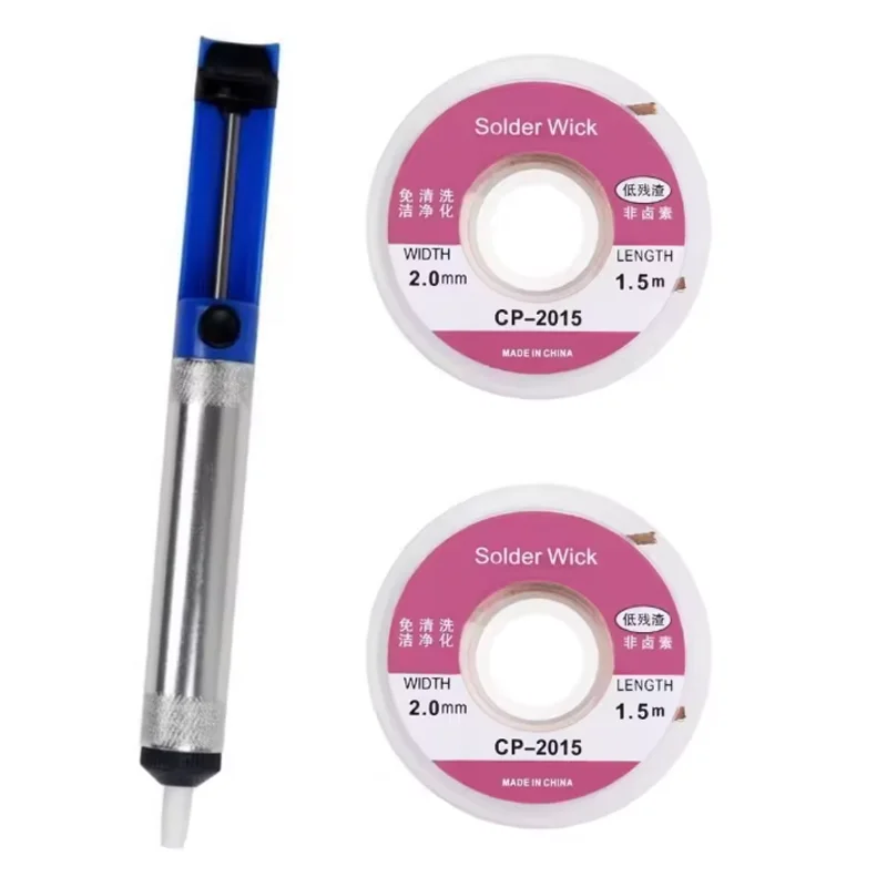 Herramienta de bomba de succión para desoldar de aluminio, ventosa para soldar, dispositivo de eliminación de pluma de estaño, soldador al vacío azul, desoldador