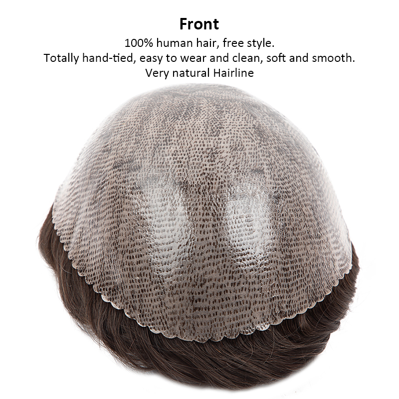 Nam Toupee Full PU 0.12-0.14Cm ISKIN Với Hải Lý Nam Mao Mạch Chân Giả Ấn Độ Năm 100% Tóc Tóc Giả sóng Thẳng Bộ Tóc Giả