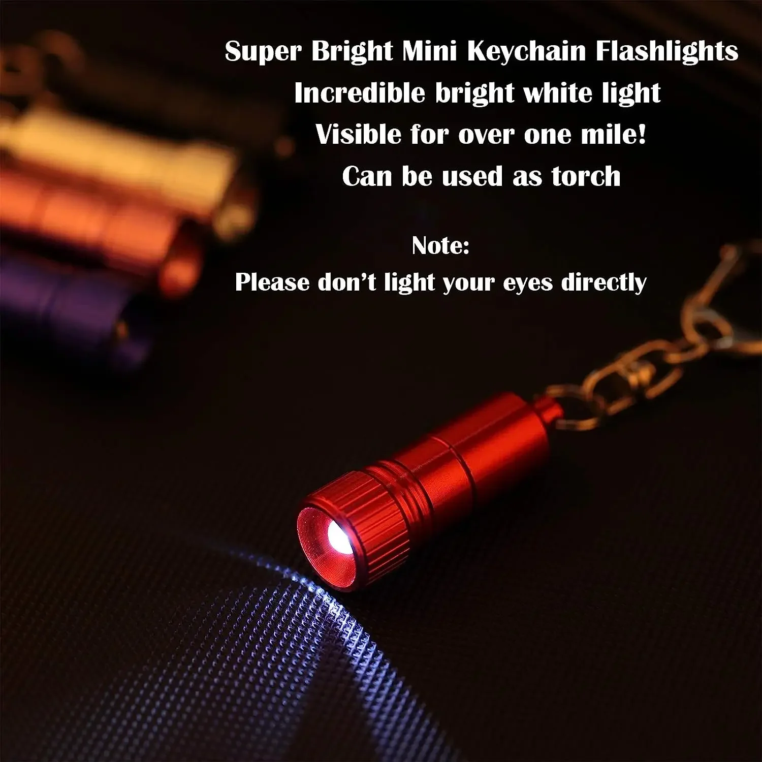 Mini Flashlight Pocket Key Ring Torch with Hook Emergency Lights LED Keychain Flashlights with Battery Include