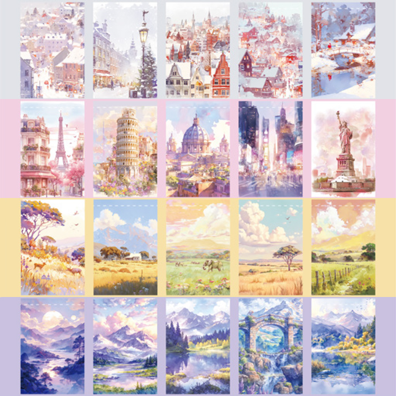 Mr. กระดาษ, 6รูปแบบ, 30แผ่น/แพ็ค, วัสดุโน้ตกาวสีน้ำแนววินเทจ, การ์ดกระดาษตกแต่งอัลบั้มภาพปะติด