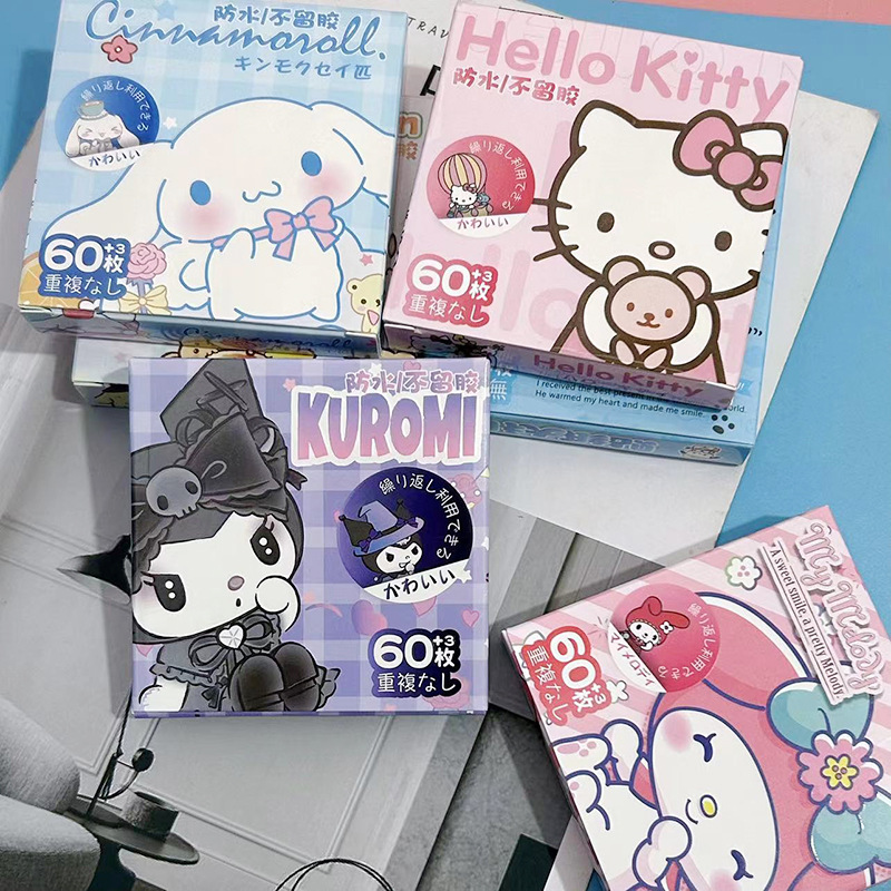 60 pçs/caixa kawaii anime sanrio adesivos olá kitty kuromi cinnamoroll pochacco adesivos diy papelaria bonito dos desenhos animados adesivo presente