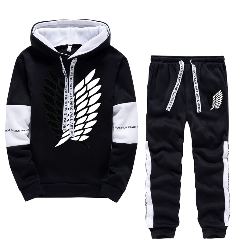 Männer Trainingsanzug 2-teiliges Set Herbst Winter Pullover Hoodies Sweatshirt + Hosen Anzug Mann Schwarz Weiß Set Trainingsanzug Männer Luxus kleidung