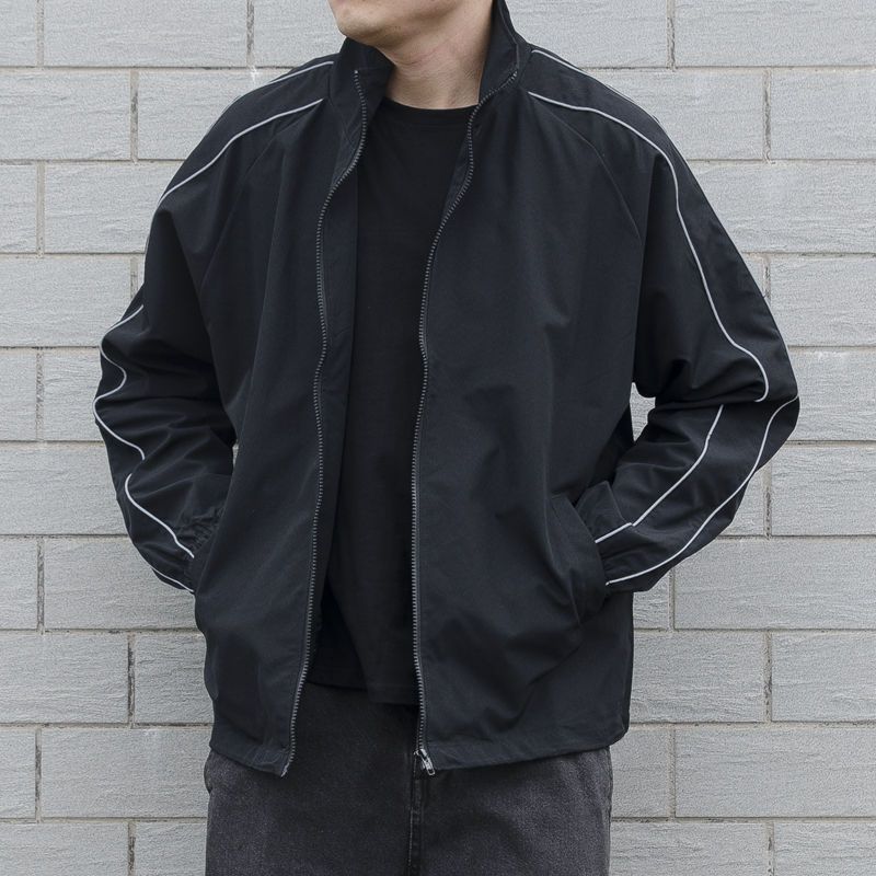 Chaquetas de otoño para hombre, cazadora holgada informal de retazos con cremallera a rayas y cuello levantado, chaqueta Bomber impermeable para deportes al aire libre