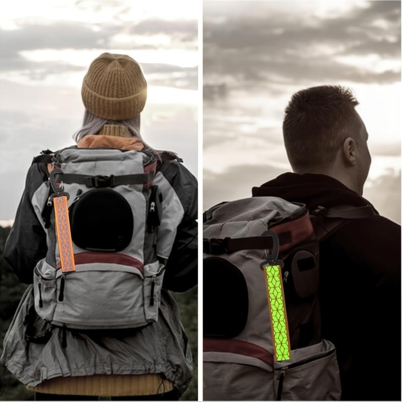 2/6Pcs Reflective Straps Pendant Keychain For Outdoor Camping Night Running Cycling Backpack Safety Lightweight Bright Keyrings