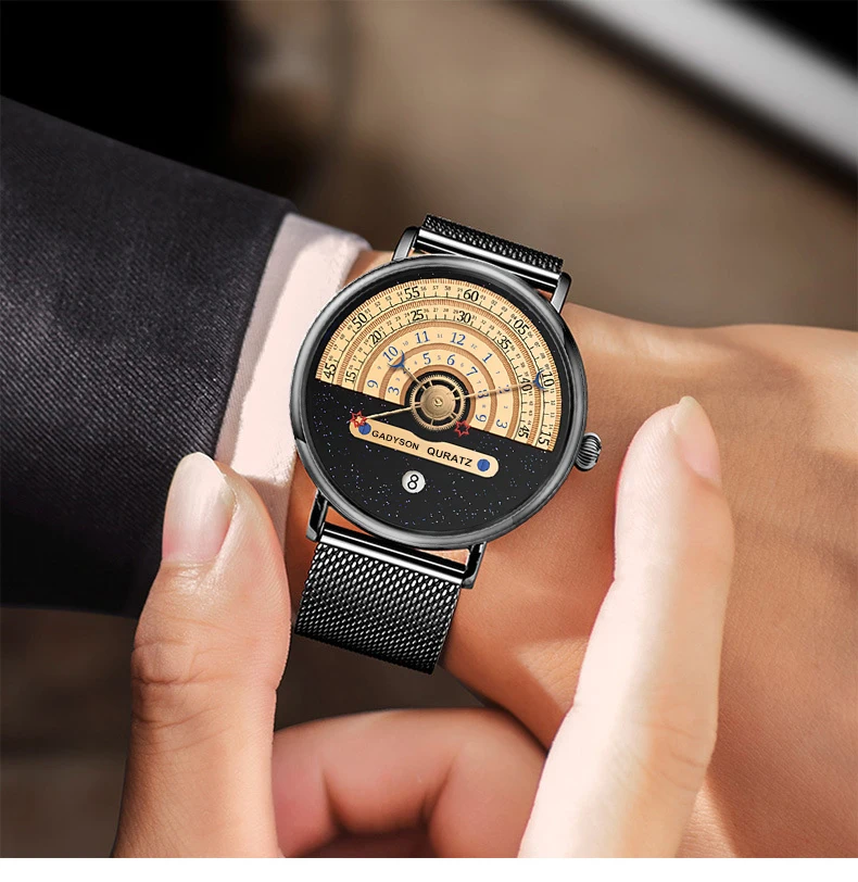 Reloj único de negocios para hombre, reloj de pulsera de cuarzo con correa de acero inoxidable y fecha automática, regalos para hombre, reloj calendario