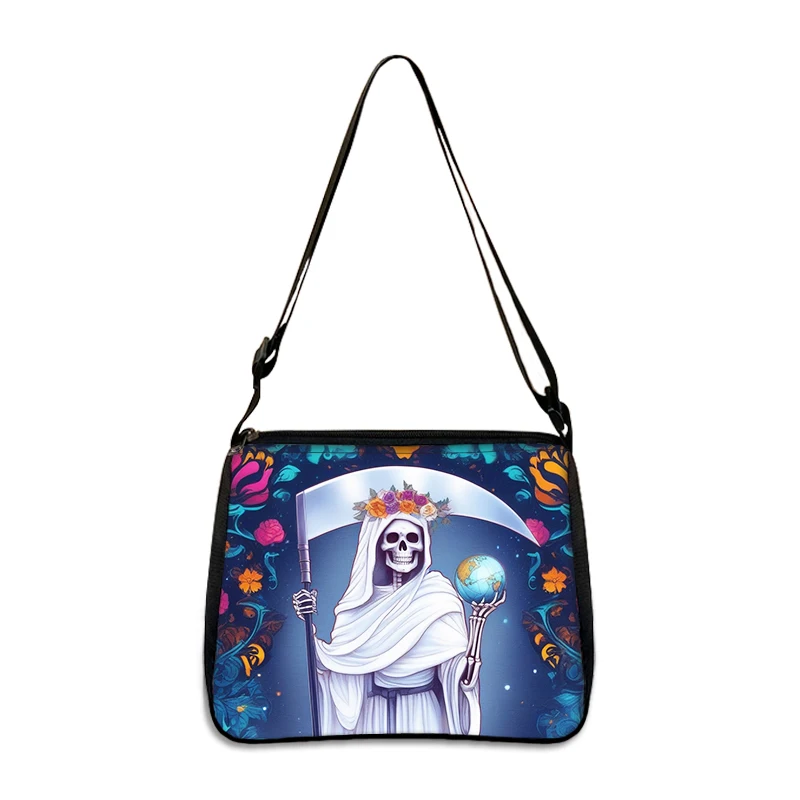 Bolsa de ombro gótica com impressão de caveira cruzada para mulheres, bolsa de ombro cruzada, melhor para viagem, presente