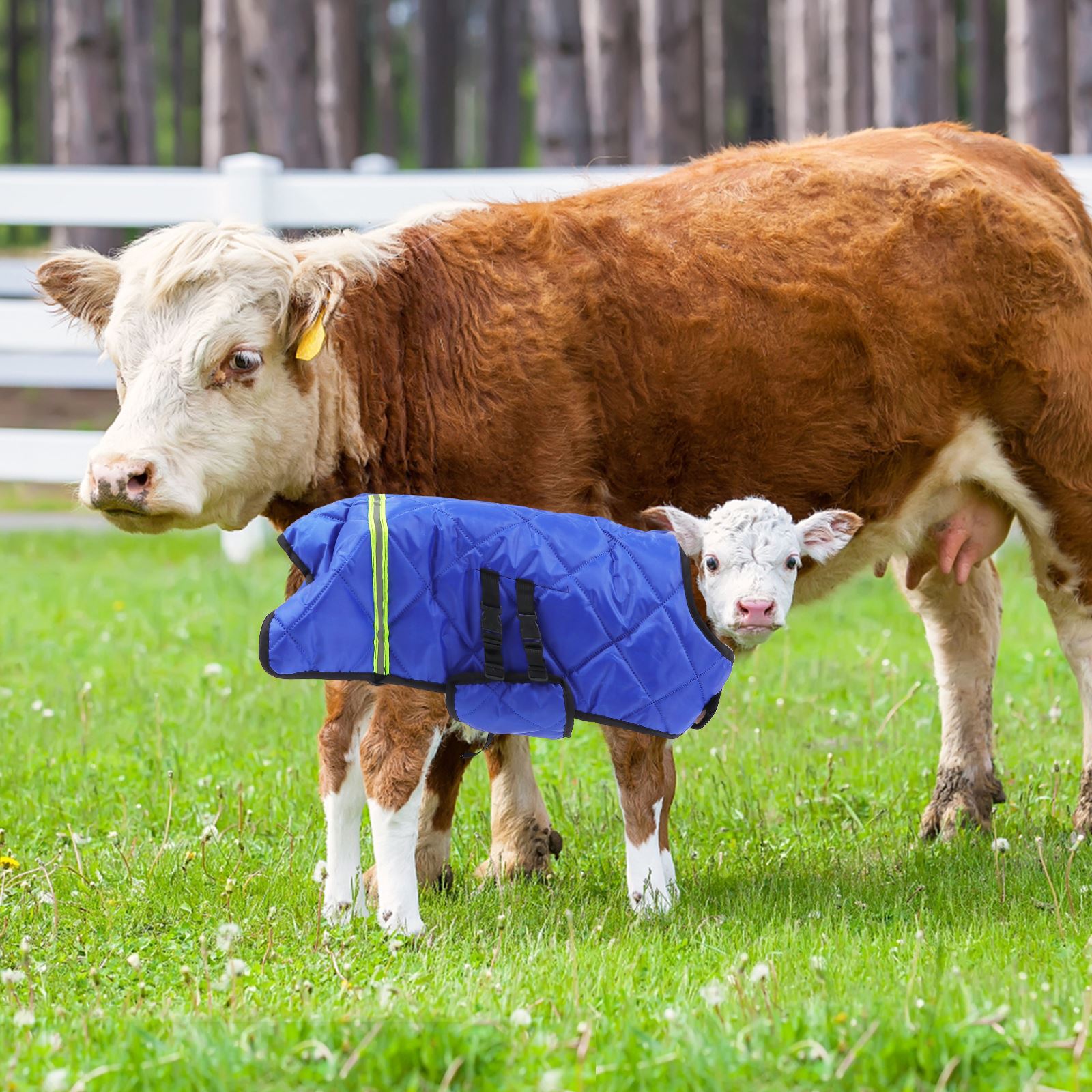 ขนแกะผ้าห่มแจ็คเก็ตสําหรับ Ranch สัตว์ฤดูหนาวเสื้อผ้าลูกวัวเสื้อกั๊กแพะเสื้อวัวเด็กหนานุ่มผ้าคลุมเตียง