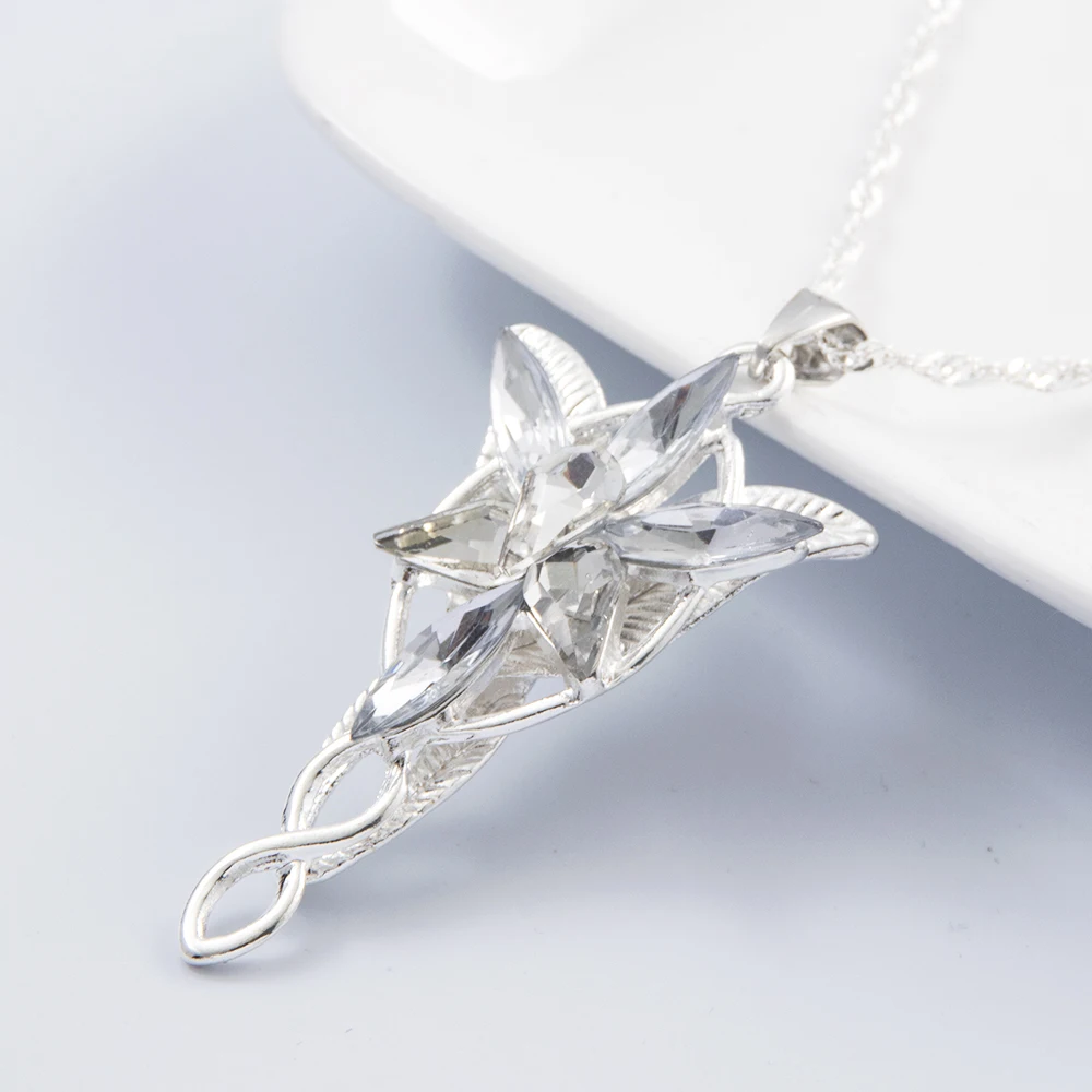 Arwen Evenstar ภาพยนตร์สร้อยคอเงินสีคริสตัลจี้สร้อยคอสําหรับสาวปาร์ตี้เครื่องประดับของขวัญเครื่องประดับ