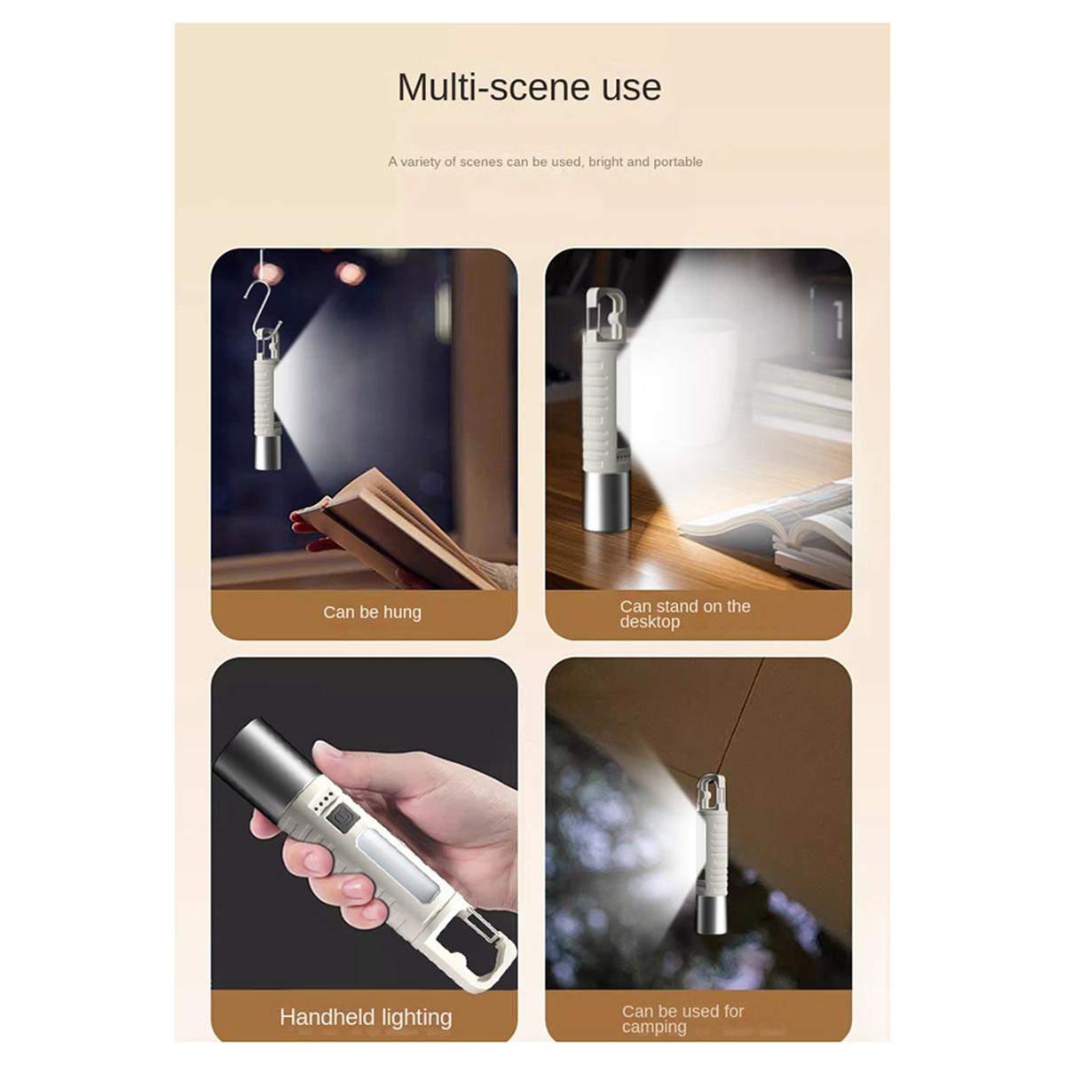 A71P Multi-Purpose Zoomable Flashlight with Buckle LED Waterproof Flashlight Camping Gear for Camping Outdoor Home Emergencie