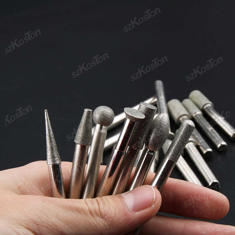 Conjunto de brocas de diamante com haste, 30 peças com caixa para moedor elétrico dremel, acessórios de energia, broca abrasiva, conjunto de ferramentas rotativas 2.35/3mm