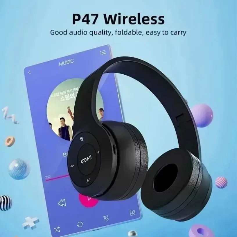 Auriculares Bluetooth 5,0 montados en la cabeza, auriculares inalámbricos con cable de 3,5 MM, tarjeta TF, reducción de ruido plegable para iPhone Xiaomi