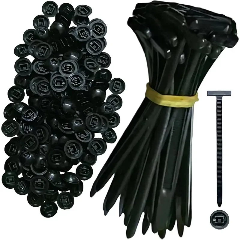 300PCS Nylon Universal Cable Tie Buckle Heavy Duty Self-Locking Zip Ties Holder with Pin Fasteners Car Body UV Resistant Zipties