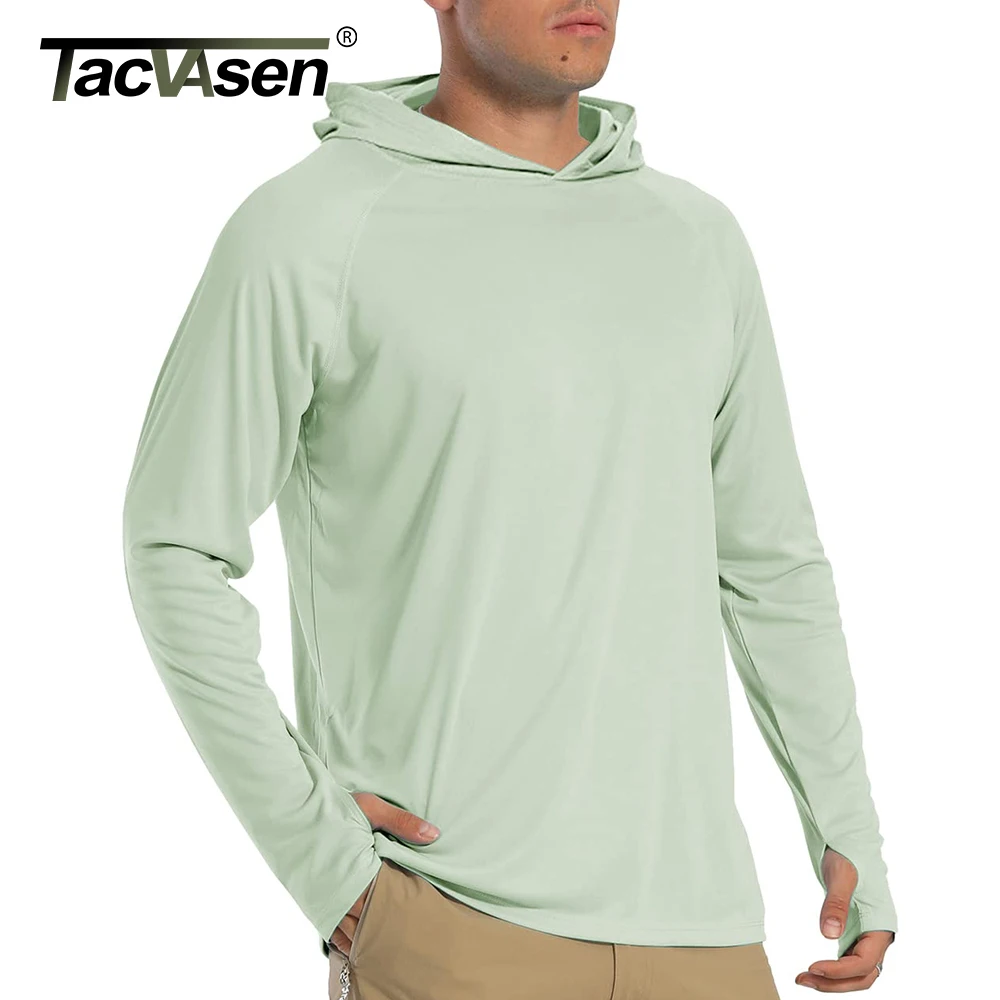 TACVASEN 日焼け防止 Tシャツメンズ長袖パーカーカジュアル UV 防止 Tシャツ通気性軽量速乾 Tシャツ男性