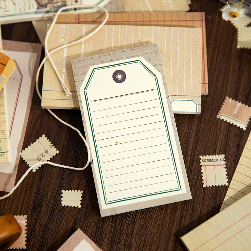 Yoofun 50 sheets Light Vintage Basic Memo Pads Material Paper Junk Journal Scrapbooking Cards Retro Background Decoration Paper