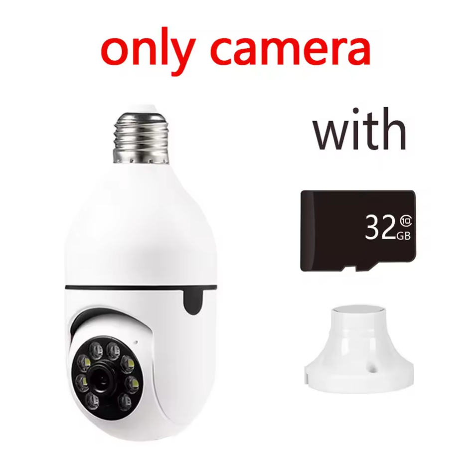 E27 Bulb Wifi Camera Human Tracking Color Night Vision 360 ° Rotation Intercom 2MP Camera Support iOS Android Phone