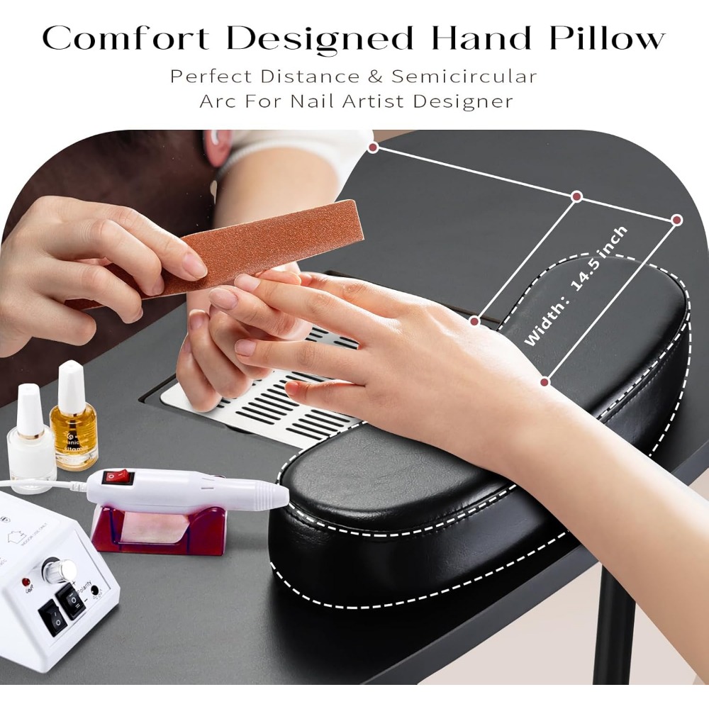 Portable Nail Table Manicure Desk Foldable Nails Tech Station with Dust Collector Nail Desk with Drawer & Wrist Rest Manicurist