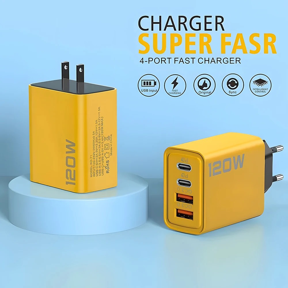 USB 충전기 총 120W 빠른 충전 iPhone 용 휴대 전화 충전 어댑터 Samsung Xiaomi Huawei QC 3.0 벽 PD 유형 C 충전기