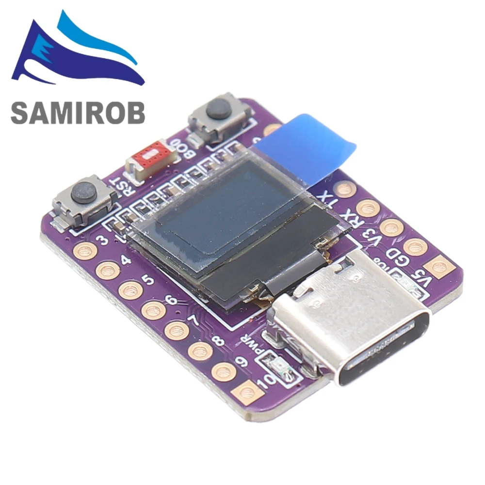 SAMIROE ESP32-C3 OLED-Entwicklungsboard, Keramikantenne, ESP32 Supermini-Entwicklungsboard, WLAN, Bluetooth, 0,42 Zoll Bildschirm