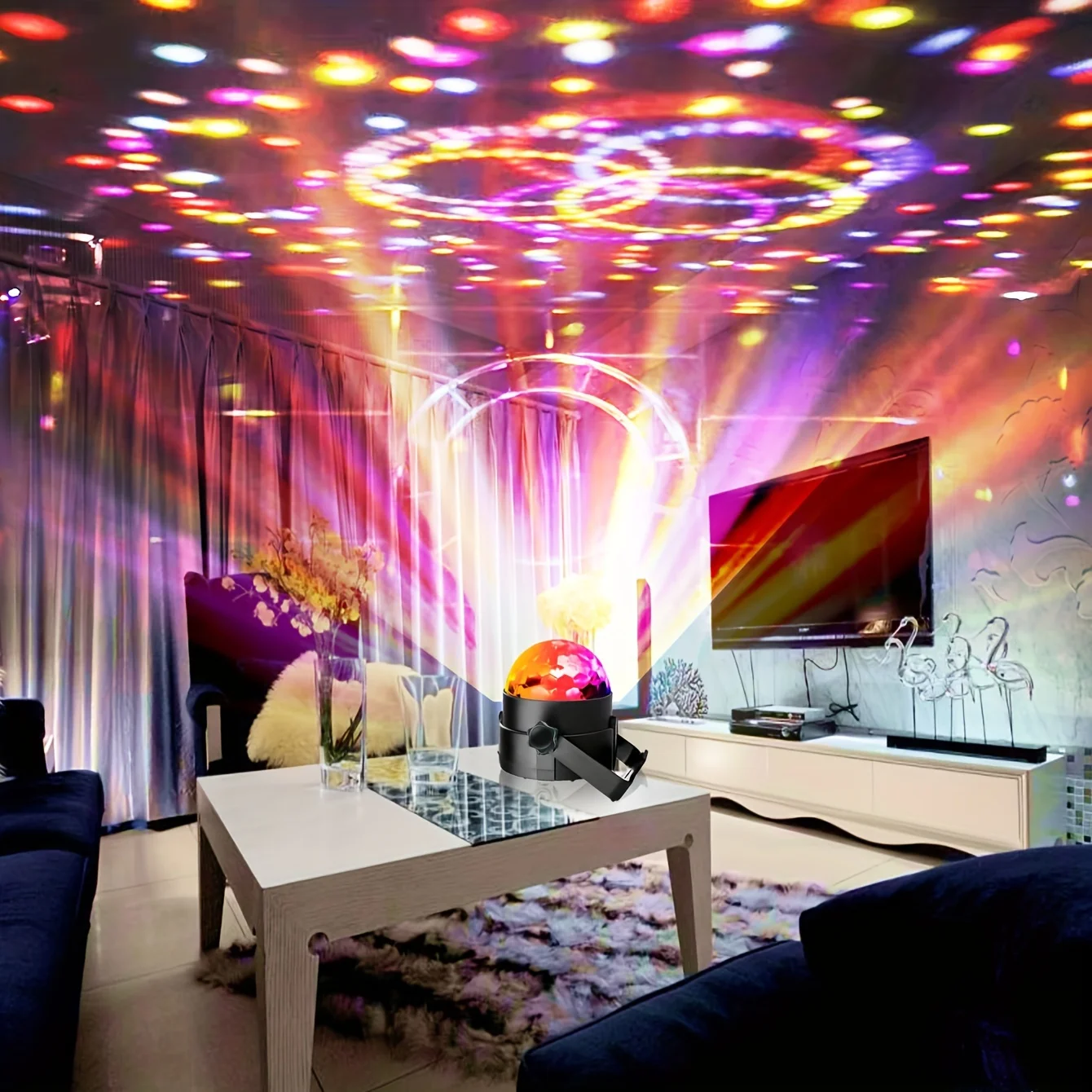 LED Colorful Strobe Light RGB with Remote Stage Disco Light Rotating Strobe for Home Room Parties Birthday Wedding Bar Show Lamp
