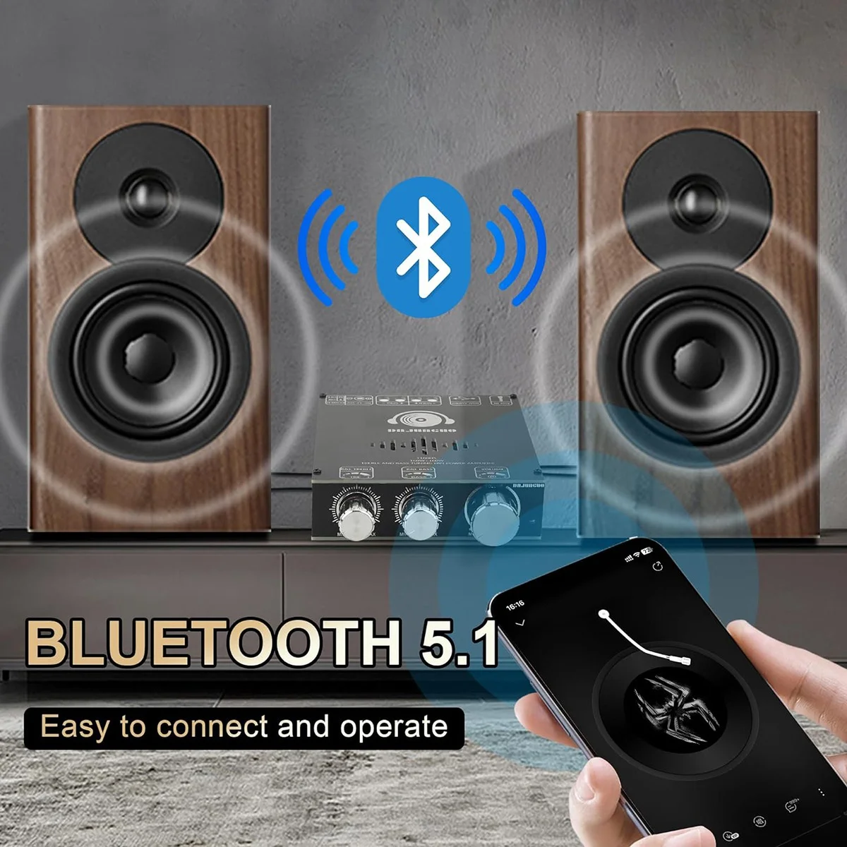 DAJUNGUO T160HS Bluetooth Power Amplifier Board with Subwoofer 2.0 Channel 160Wx2,TDA7498E Digital Audio Power Amplifier Module