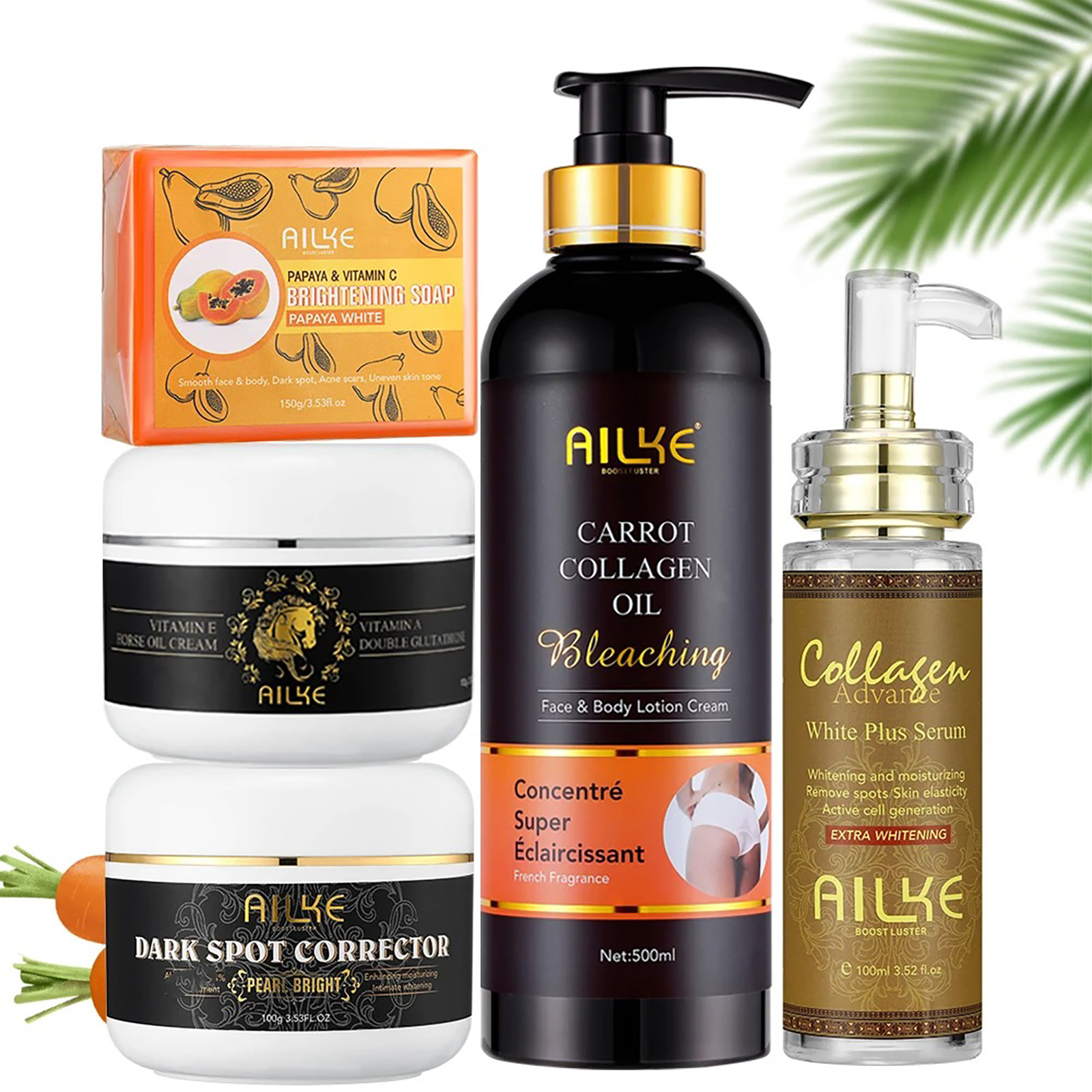 AILKE Collagen Женский набор для ухода за кожей, увлажняющий, отбеливающий, Youther, удаление веснушек, темных и черных пятен, набор для осветления кожи