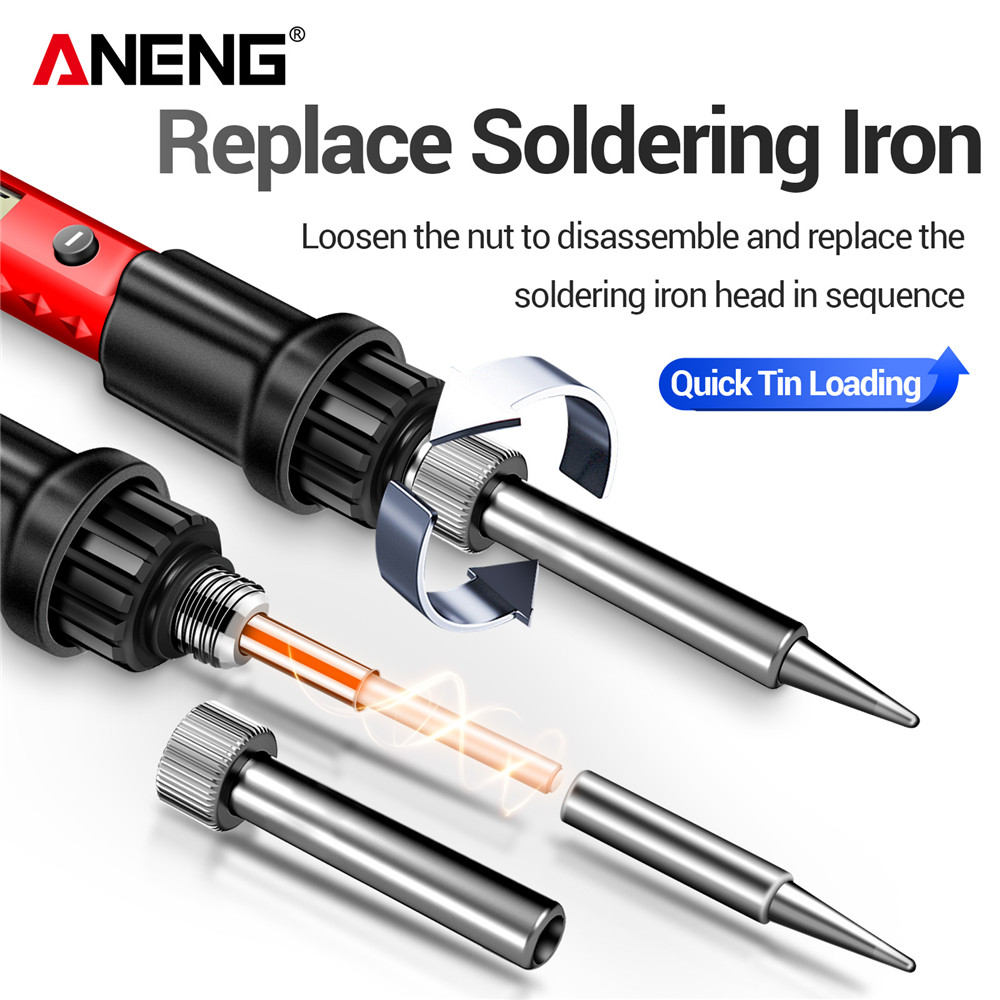 Aneng sl104/sl105 ferro de solda elétrico profissional display digital temperatura ajustável kit portátil reparação solda